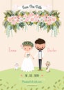 Rustic wedding couple save the date invitation card floral blossom