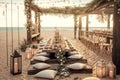 Rustic Wedding Decor in the beach, generative Ai