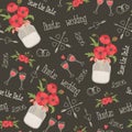 Rustic wedding poppy flowers seamless pattern Royalty Free Stock Photo