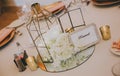 Rustic Wedding reception and centerpiece Royalty Free Stock Photo