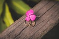 Rustic wedding ring with flower Royalty Free Stock Photo