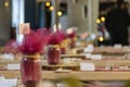 Rustic Wedding Table Decoration Centrepiece with Blurred Background