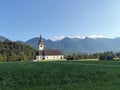 Rustic white church in the mountains - Slovenia
