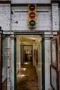 Industrial Interior Hallway with Traffic Light Royalty Free Stock Photo