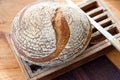 Rustic whole grain bread ready to cut Royalty Free Stock Photo