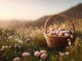 Outdoor Easter egg basket Royalty Free Stock Photo