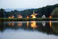 Rustic windmills by night Royalty Free Stock Photo