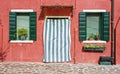 Rustic window with entrance, Burano island, Venice