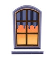 Rustic window with glass and shutters in flat style. illustration isolated on white background Royalty Free Stock Photo