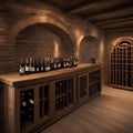 A rustic wine cellar with dusty wine bottles and wooden wine racks2