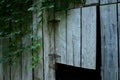 Rustic wood barn details rusty hinges Royalty Free Stock Photo