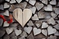 Rustic Wood Heart on Wood Background