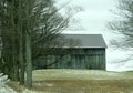 Rustic wood vintage Gable storage barn in upstate NY countryside
