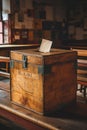 Rustic Wooden Ballot Box for Election Campaign, Political Vote, Electoral Event, Mayor President Governor Senate