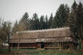 Rustic, wooden barn at countryside farm, old scandinatian stable Royalty Free Stock Photo