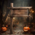Rustic Wooden Blank Empty Sign Post Outdoors Halloween Background Royalty Free Stock Photo