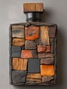Rustic Wooden Bottle Art with Textured Design Elements for Unique Home Decor Royalty Free Stock Photo