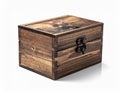 Rustic Wooden Box with Metal Clasp on a White Background Royalty Free Stock Photo