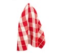 Tablecloth red white checkered. Isolated on white background. Royalty Free Stock Photo