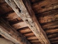 Rustic Wooden Ceiling Beams in an Old Building Royalty Free Stock Photo