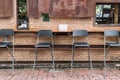 Rustic wooden chair outdoor cafe Royalty Free Stock Photo