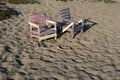 Wooden chairs on the beach Royalty Free Stock Photo