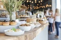 Rustic Wooden Counter Display of Pastries and Appetizers in a Cafe Royalty Free Stock Photo