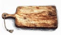 Rustic Wooden Cutting Board with Handle and Rope Tie Illustration on White Background Royalty Free Stock Photo