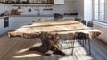 Rustic Wooden Dining Table in Modern Kitchen Ai Generated Royalty Free Stock Photo
