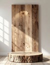Rustic Wooden Display Stand with Natural Light Royalty Free Stock Photo