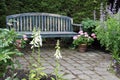 Rustic wooden garden bench Royalty Free Stock Photo
