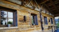 a rustic alpine wooden house in the Austrian Alps of the Gramai Alm region Royalty Free Stock Photo