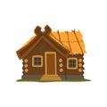 Rustic wooden log cabin vector Illustration on a white background Royalty Free Stock Photo