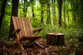 Rustic wooden outdoor chair offers a peaceful retreat in nature