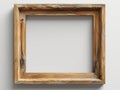 Rustic wooden picture frame with a white background