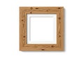 Rustic wooden picture frame with white matting on a white background, empty space Royalty Free Stock Photo