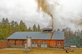 Vermont maple sugar shack during Spring boiling