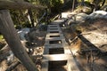 Rustic wooden stairs on trail Royalty Free Stock Photo