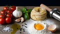 Fresh Ingredients for Homemade Pasta: Italian Culinary Still Life Royalty Free Stock Photo