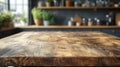 Rustic wooden table in a modern kitchen Royalty Free Stock Photo
