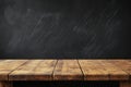 Rustic Wooden Tabletop Against a Black Scratched Background