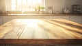 Rustic Wooden Tabletop In A Bright Kitchen Royalty Free Stock Photo