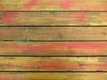 Rustic wooden texture, background and wallpaper orange, yellow, brown. Wall made of wood planks. Horizontal composition Royalty Free Stock Photo