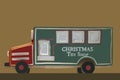 Rustic Wooden Toy - Christmas Ornament - square panel truck with Christmas Toy Shop painted on the side - very rustic- isolated