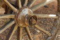 Rustic wooden wagon wheel Royalty Free Stock Photo
