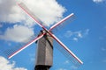 Rustic wooden windmill in idyllic Bruges public park, Belgium Royalty Free Stock Photo