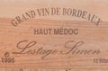 Rustic wooden wine box from Bordeaux, France.