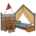 A rustic young boys bedroom with bunk beds and play tent --ar 7.3 --v 6.0 - Image #1 @kashif320 Royalty Free Stock Photo