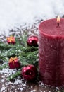 Rustical Candles in the snow Royalty Free Stock Photo