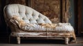 Rusticcore Vintage Chaise Lounge: Capturing Raw Vulnerability In A Shabby White Room
